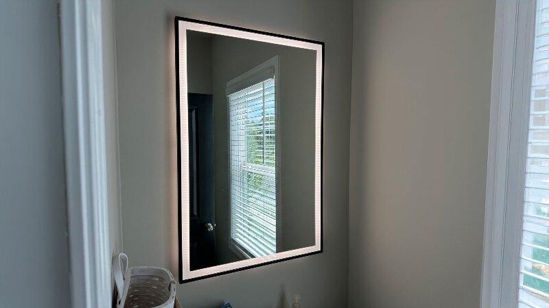 Lighted Mirror in Powder Room